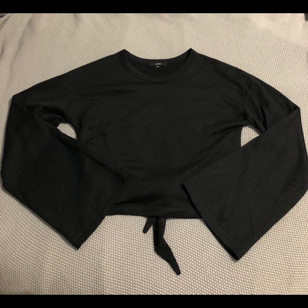 Long sleeve cropped tee with tie in back